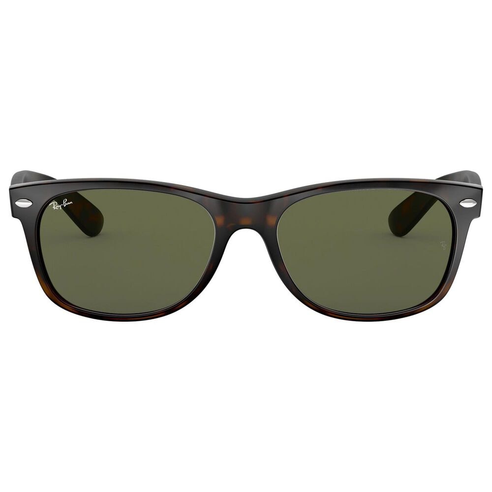 Rayban Glasses New Wayfarer Classic Sunglasses with G-15 Green Lenses in Polished Tortoise, , large