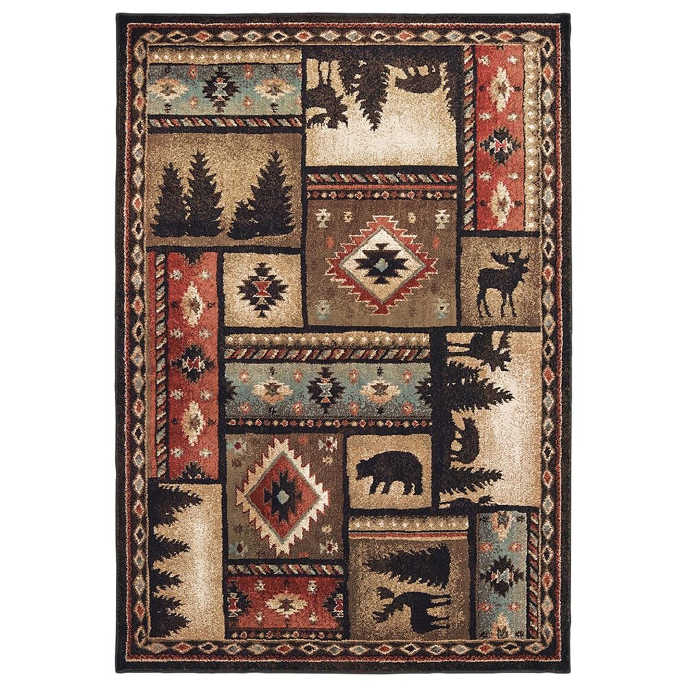 Oriental Weavers Woodlands 1041C 9"10" x 12"10" Black Area Rug, , large