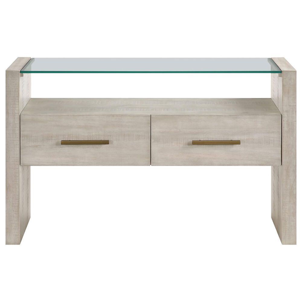 Steve Silver Garland Sofa Table in Washed Parchment and Clear, , large