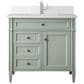 James Martin Vanities Brittany 36" Single Bathroom Vanity in Sage Green with Single Hole 3 cm White Zeus Quartz Top and Rectangular Sink, , large