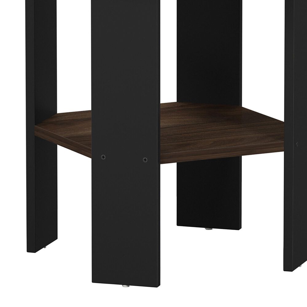HOMLUX 1-Shelf End Table in Columbia Walnut and Black, , large
