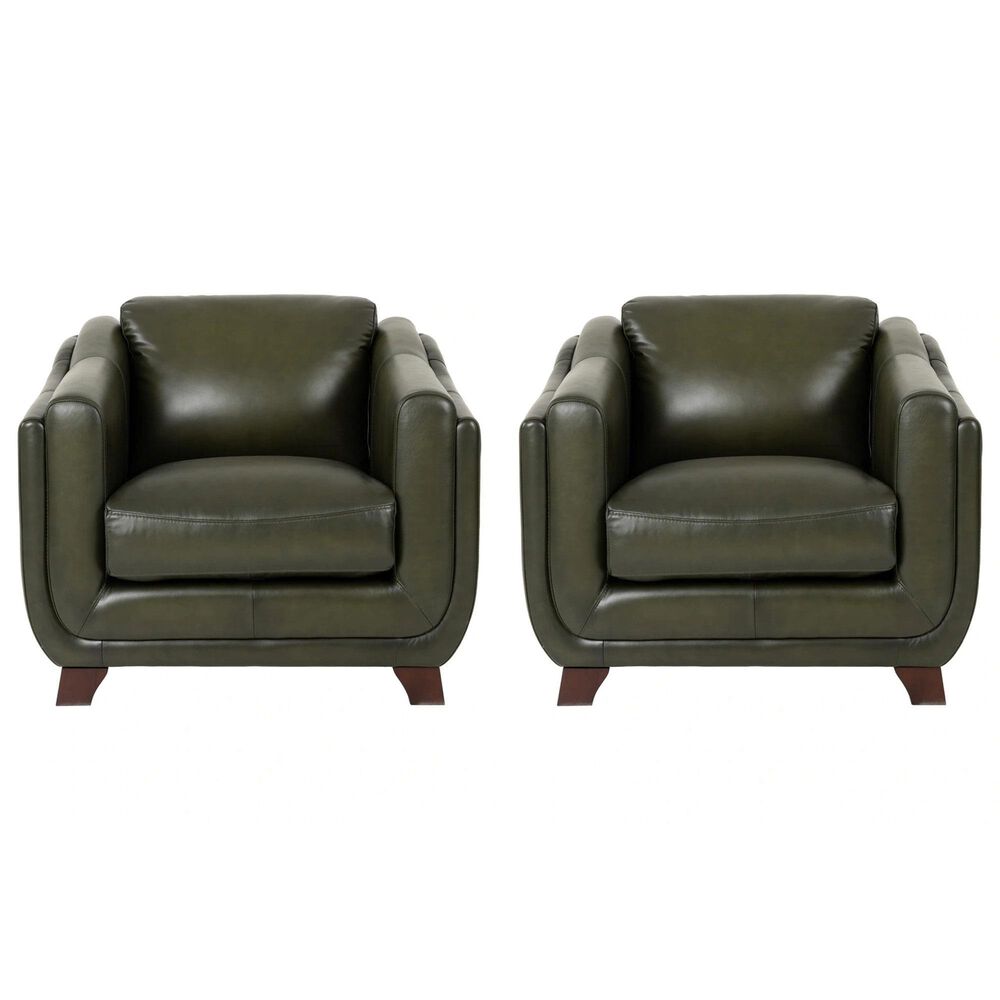 Hydeline Fremont Leather Accent Chair in Forrest (Set of 2), , large