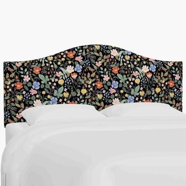 Rifle Paper Co Crafted by Cloth an Company Mayfair King Headboard in Aviary Black and Cream, , large