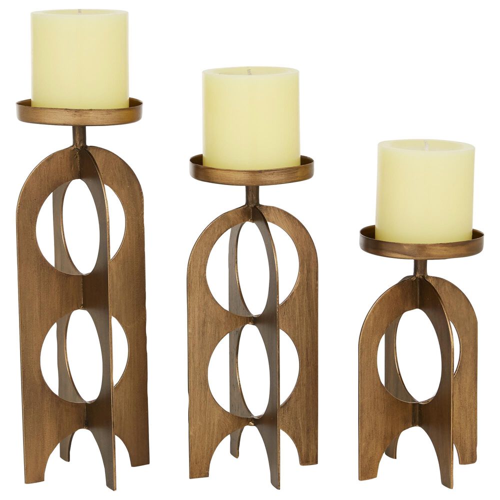 Maple and Jade Contemporary Candle Holder in Gold &#40;Set of 3&#41;, , large