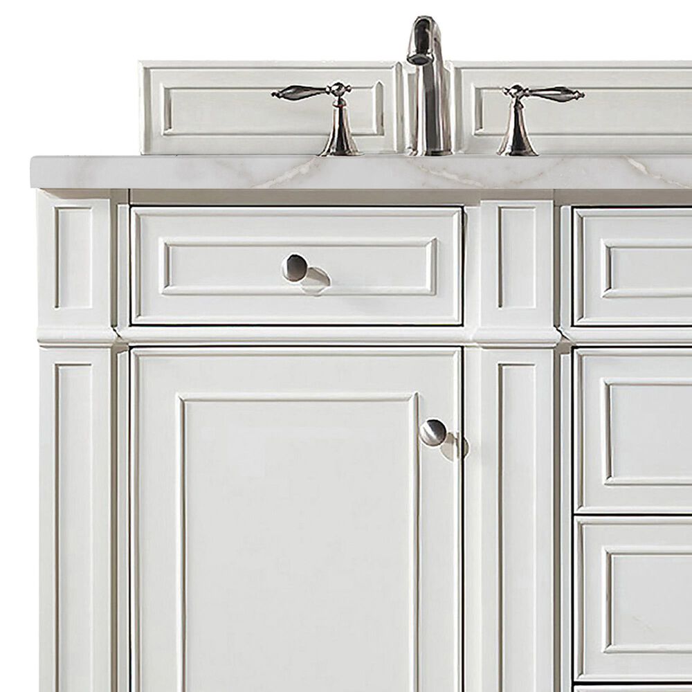 James Martin Vanities Bristol 60&quot; Double Bathroom Vanity in Bright White with 3 cm Victorian Silver Quartz Top and Rectangular Sinks, , large