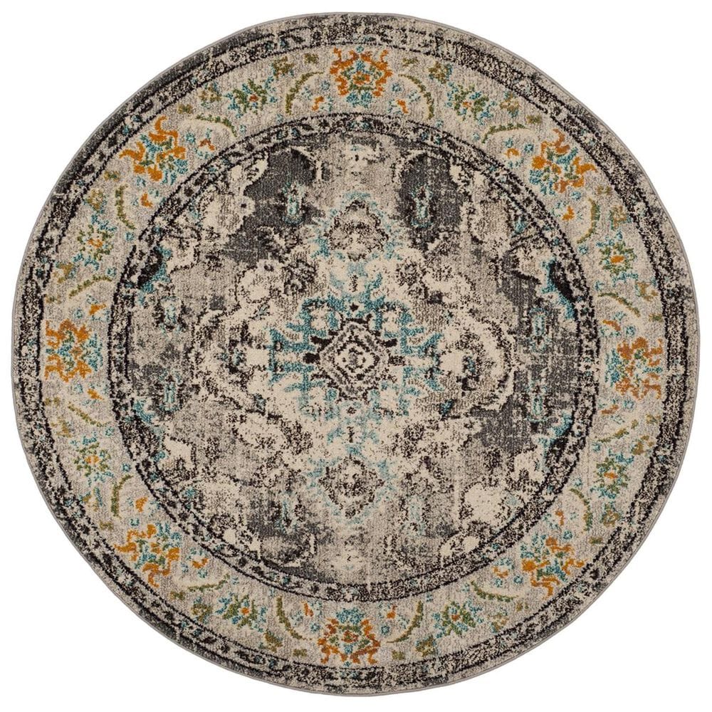 Safavieh Monaco MNC243G-3R 3&#39; x 3&#39;  Grey/Light Blue Round Rug, , large