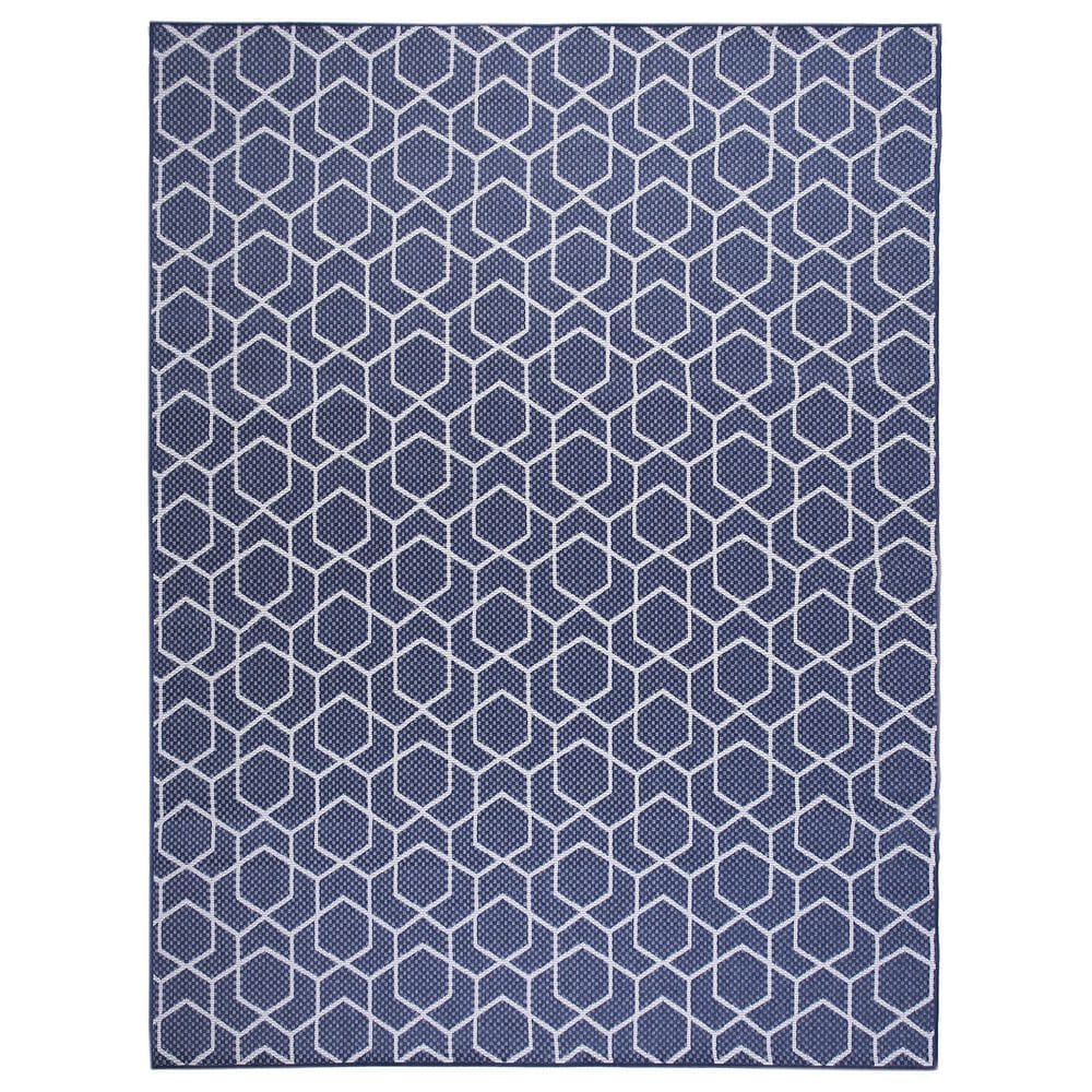 Nourison Horizon HOZ01 Navy 10" x 14" Indoor/Outdoor Area Rug, , large