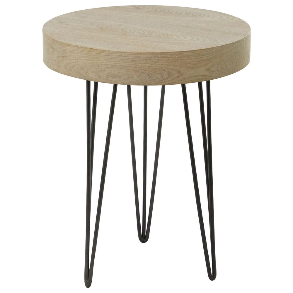 Maple and Jade Round Accent End Table in Brown and Black, , large