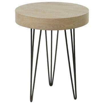 Maple and Jade Round Accent End Table in Brown and Black, , large