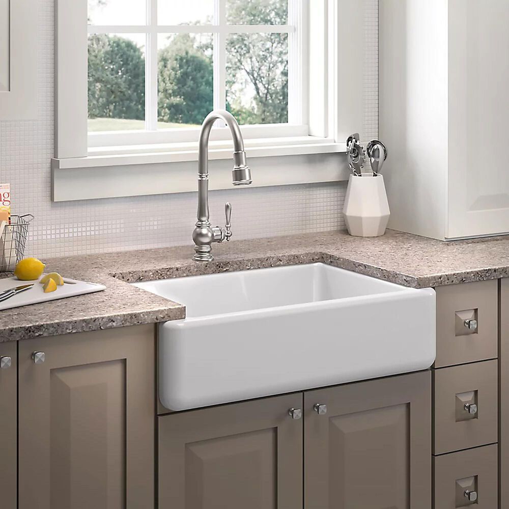 Kohler Whitehaven 33&quot; Undermount Single-Bowl Farmhouse Kitchen Sink in White, , large