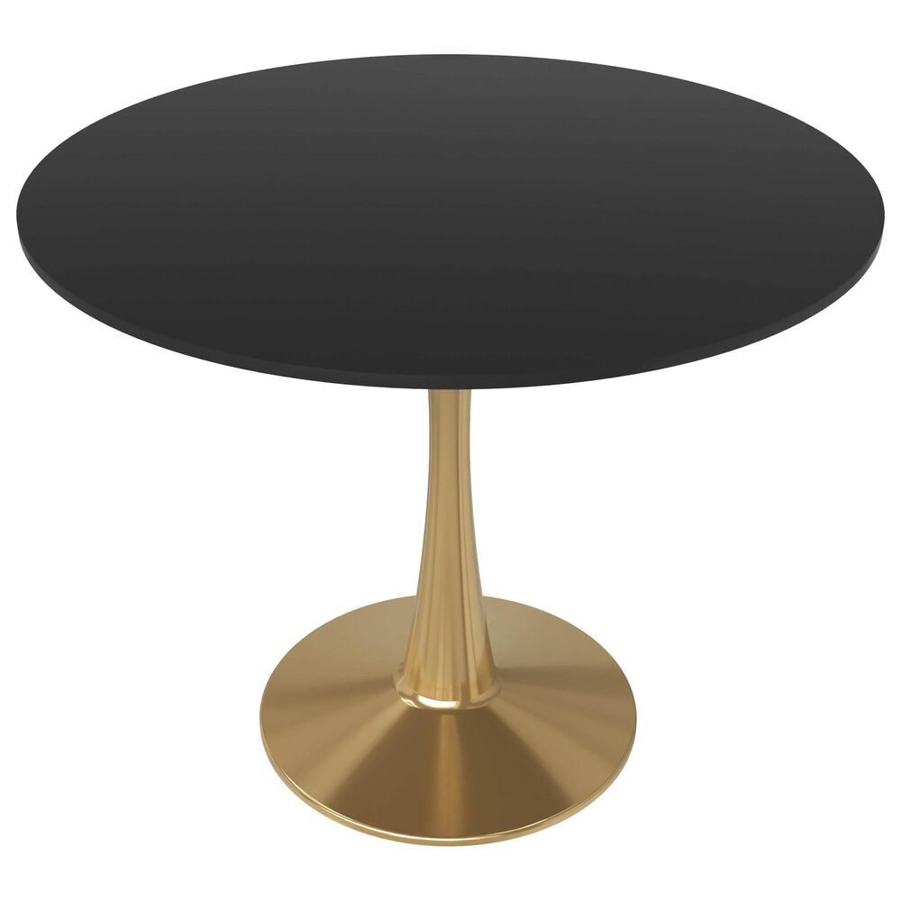 Leisuremod Leisuremod Bristol 35 round dining table Gold Base With Black Top, , large