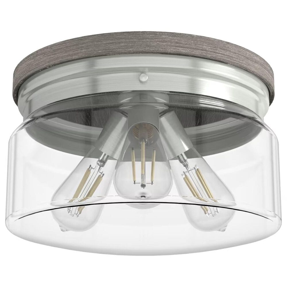Hunter Devon Park 3-Light Flush Mount in Brushed Nickel and Grey, , large