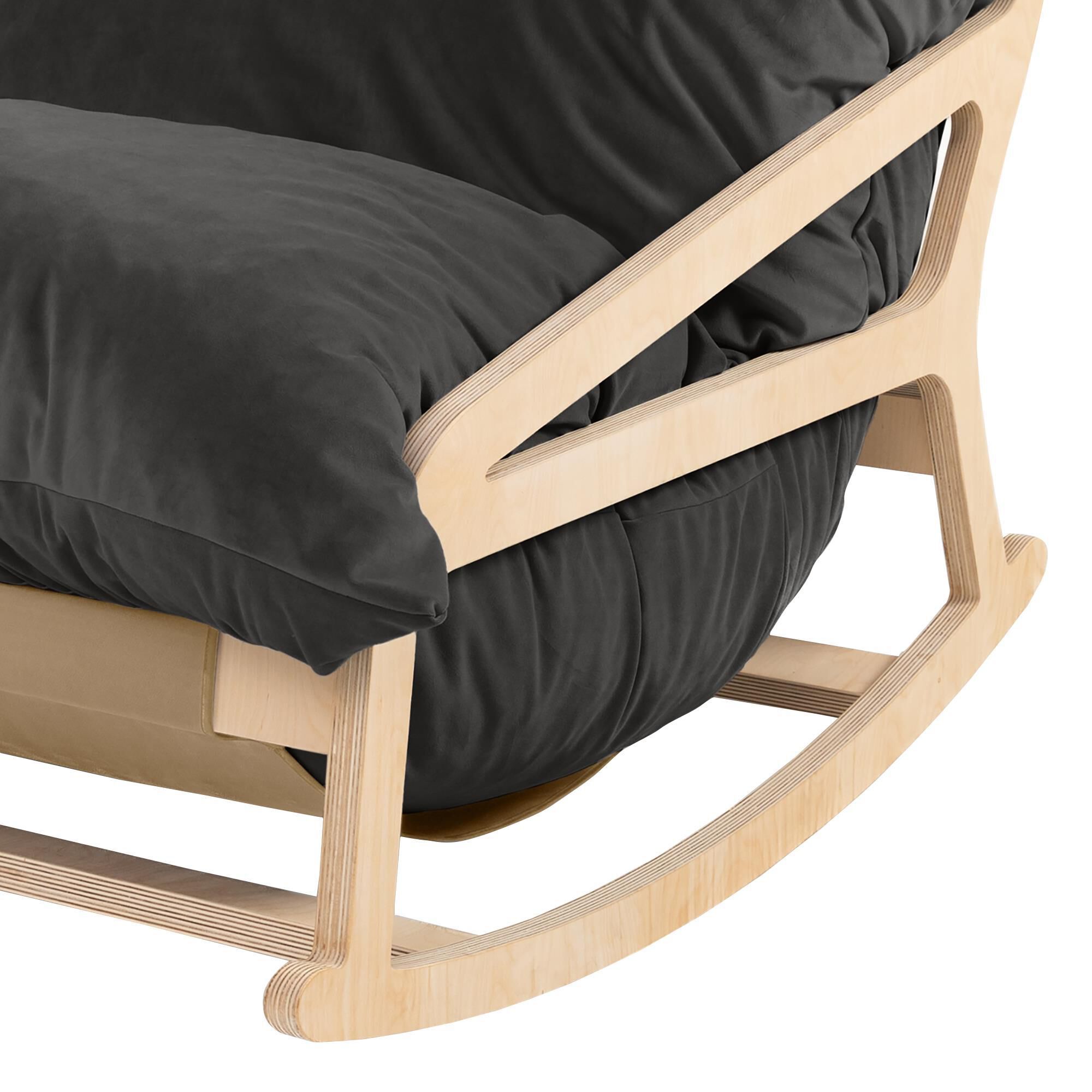 Jaxx Saxx Lush Velvet Bean Bag Rocking Chair in Black