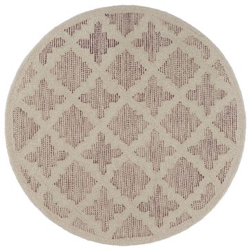 L&R Resources Sinuous Pin Dot 6" Round Ivory and Rose Area Rug, , large