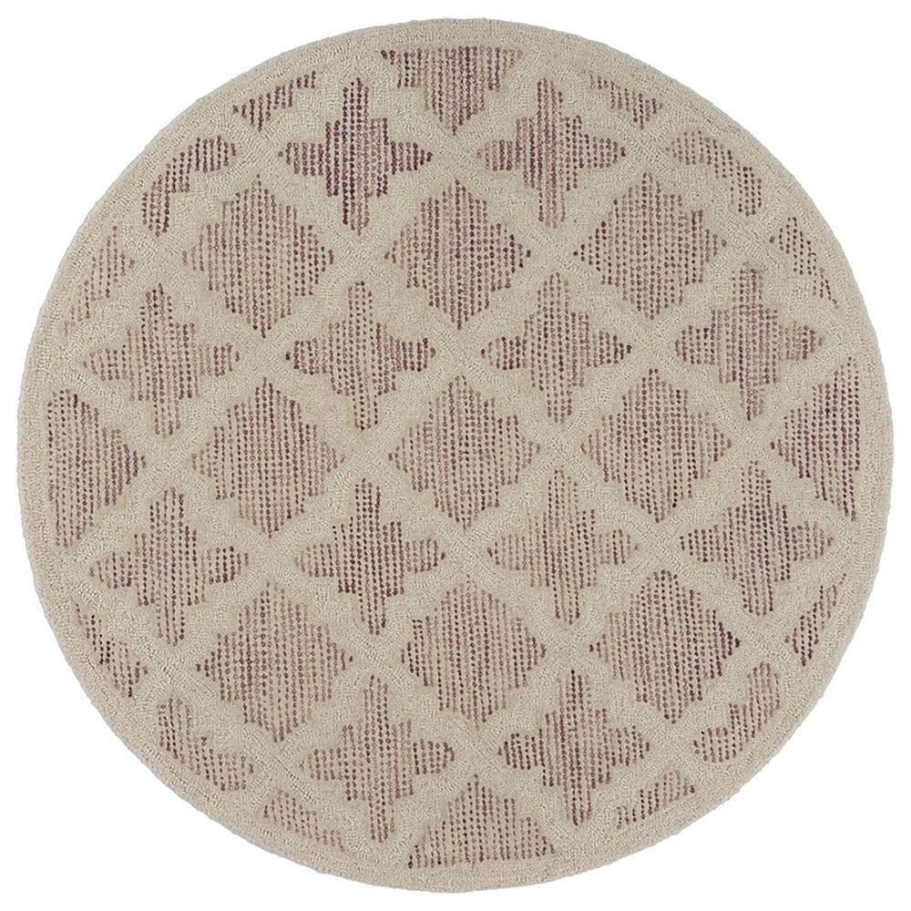 L&R Resources Sinuous Pin Dot 6" Round Ivory and Rose Area Rug, , large