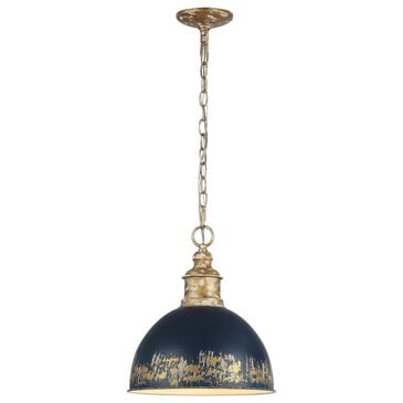 Golden Lighting Alison 1-Light Pendant with Antique Matte Navy Shade in Vintage Gold, , large