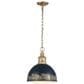 Golden Lighting Alison 1-Light Pendant with Antique Matte Navy Shade in Vintage Gold, , large