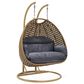 Leisuremod Mendoza Patio 2-Seat Hanging Egg Swing Chair with Charcoal Cushion in Light Brown, , large