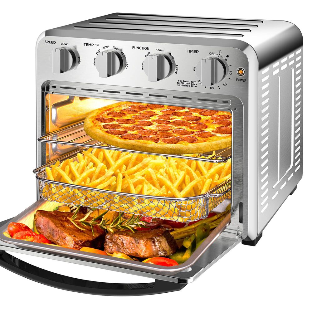 HOMLUX 16 Qt Air Fryer Toaster Oven in Silver, , large