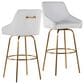 LumiSource Hannah Swivel Bar Stool with White Faux Leather Upholstery in Gold (Set of 2), , large
