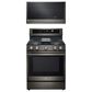 LG 2-Piece Kitchen Package with 6.3 Cu. Ft. Smart Freestanding Gas Range and 2.1 Cu. Ft. Smart Over-the-Range Microwave in Black Stainless Steel, , large