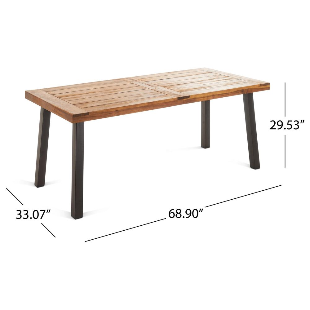 Noble House Della 7-Piece Patio Dining Set in Teak Brown, , large