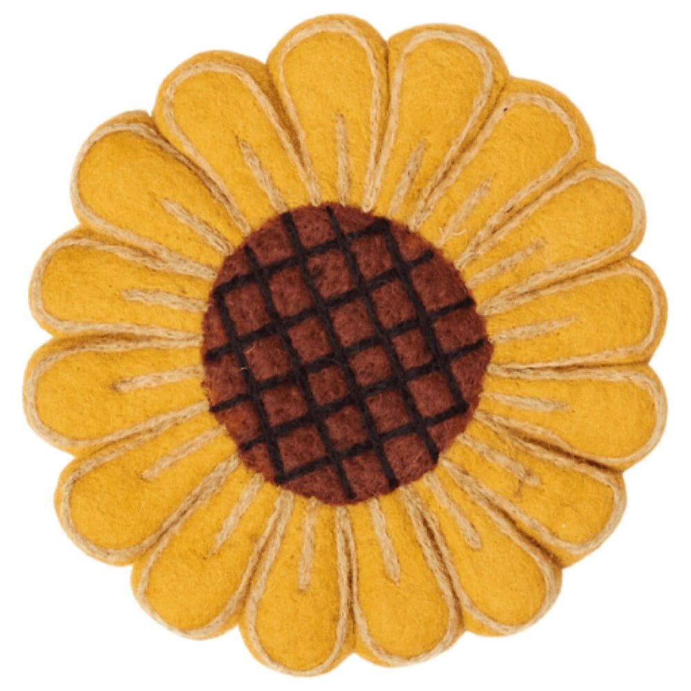 Once Again Home Sunflower Wool Trivet in Gold, , large