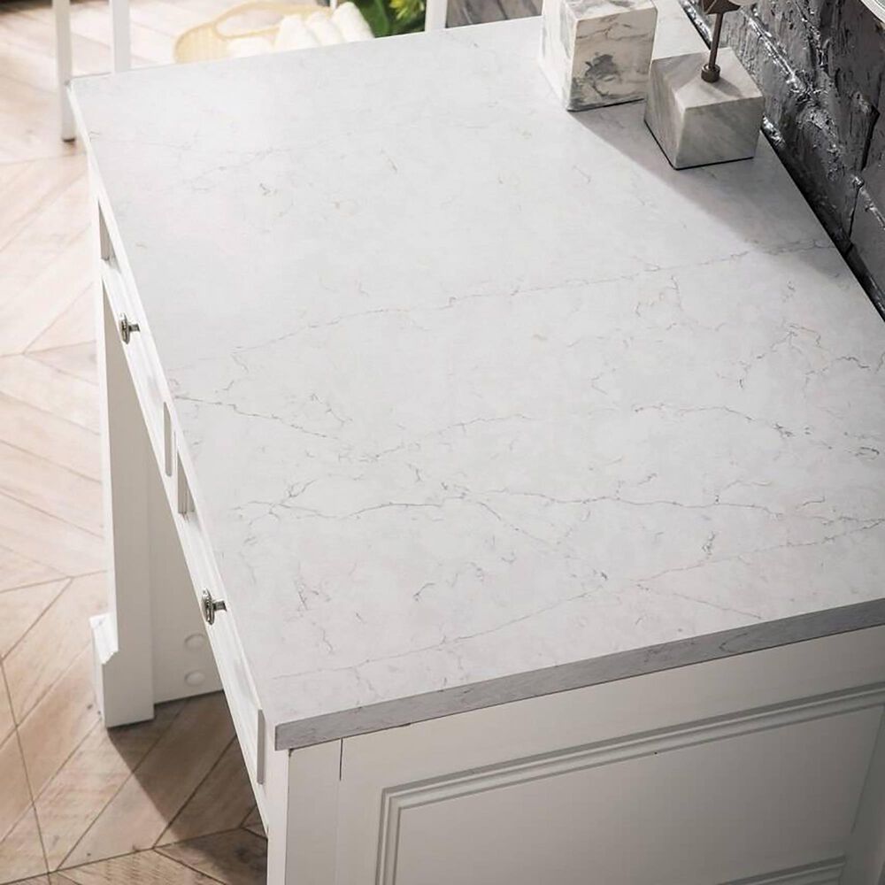 James Martin Vanities De Soto 30" Bathroom Vanity in Bright White with Eternal Jasmine Pearl Quartz Top, , large