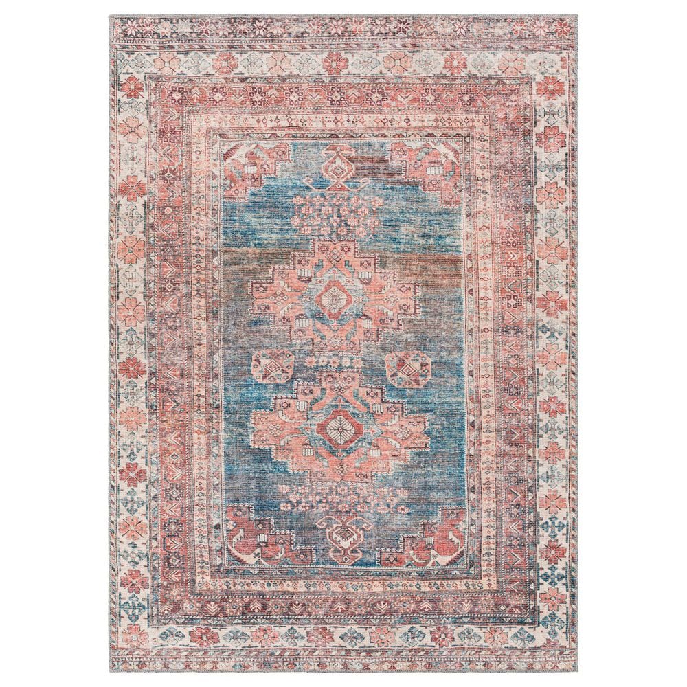 Surya Colin 5"3" x 7"3" Blue, Dusty Coral, Brick Red, Dark Brown and Cream Area Rug, , large