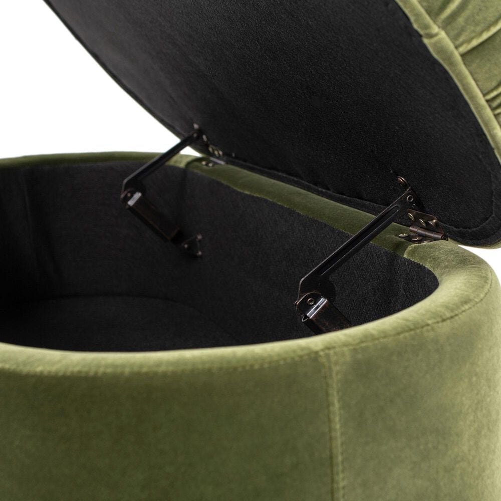 Jennifer Taylor Home Serena Storage Bench with Tufted Bullion Fringe in Olive Green, , large