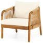 Hearth and Haven Outdoor Deep Seating Club Chair with Beige Cushions and Faux Rattan Accent in Brown, , large