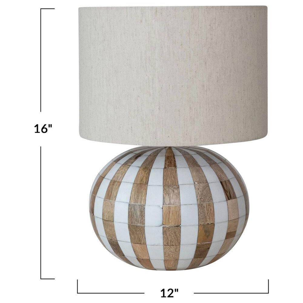 Teak Interiors Collected Notions Striped Table Lamp in Natural, , large