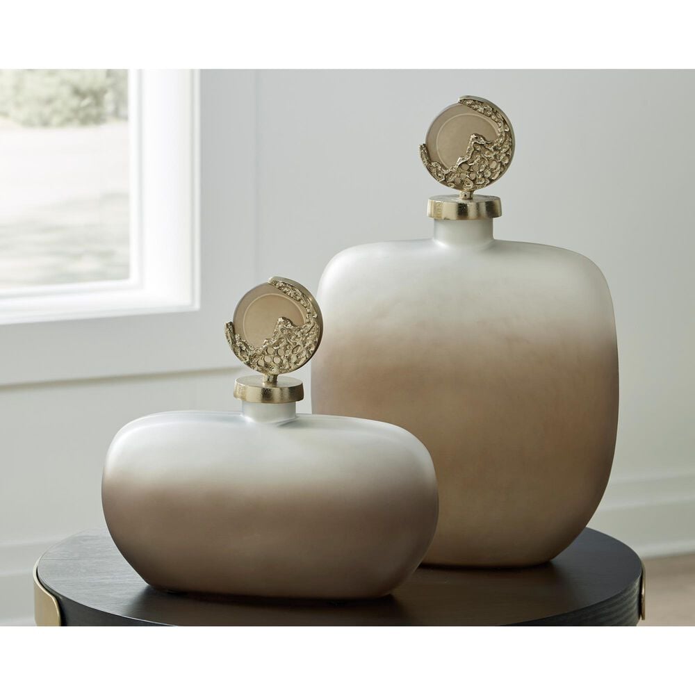 Ashley Acario 17.63" Jar in Taupe and Gold, , large