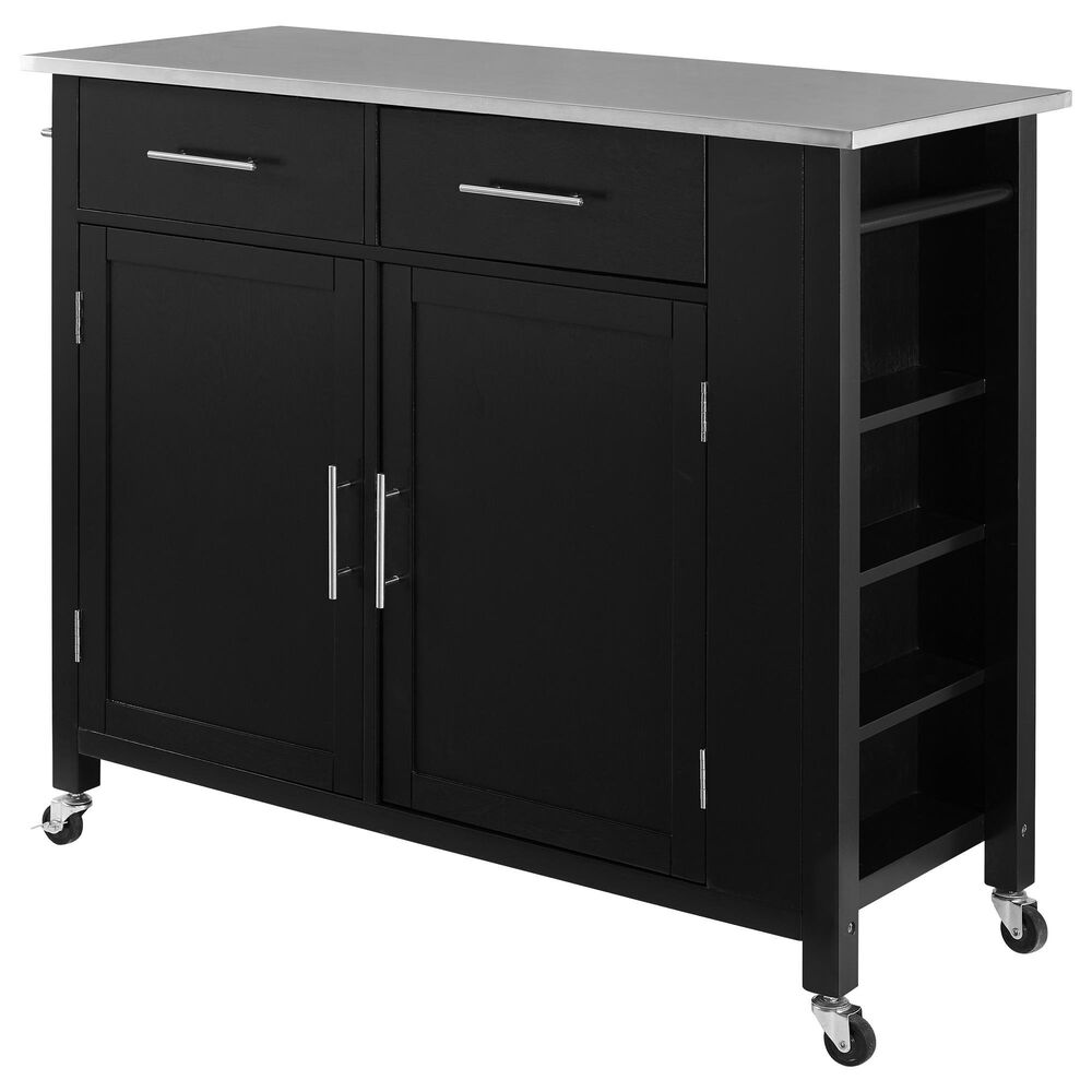 Crosley Furniture Savannah Kitchen Island/Cart in Black, , large