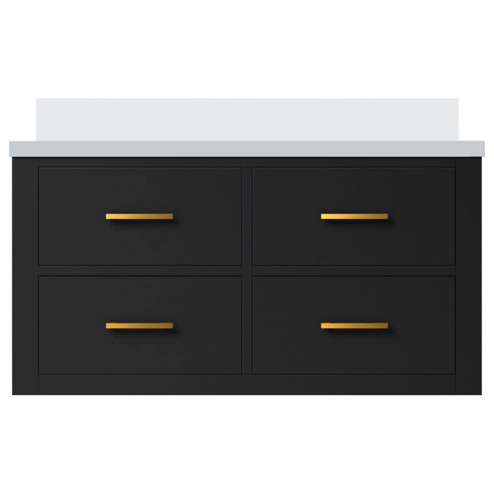 Lexora Home Castor 36&quot; Single Bathroom Vanity in Black with 2 cm White Quartz Top and Rectangular Sink, , large