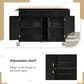 HOMLUX 54" Kitchen Island Cart with Solid Wood Top and Locking Wheels in Black, , large