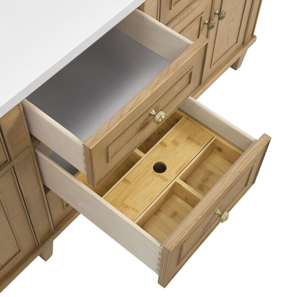 James Martin Vanities Lorelai 72&quot; Double Vanity in Light Natural Oak with 3 cm Arctic Fall Solid Surface Top, , large