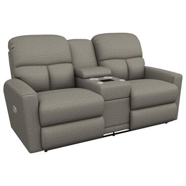 La-Z-Boy Hawthorn Power Reclining Console Loveseat with Headrest and Lumbar in Roma Storm, , large