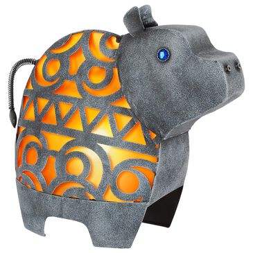 The Gerson Company 13.78" Solar Hippo in Burnished Silver and Orange, , large