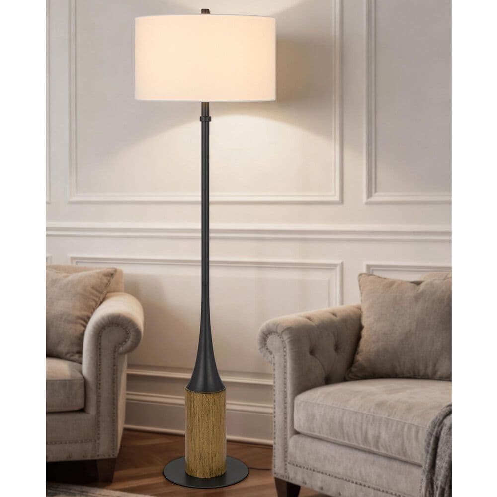 Cal Lighting Winslow Floor Lamp in Charcoal Grey and Oak, , large