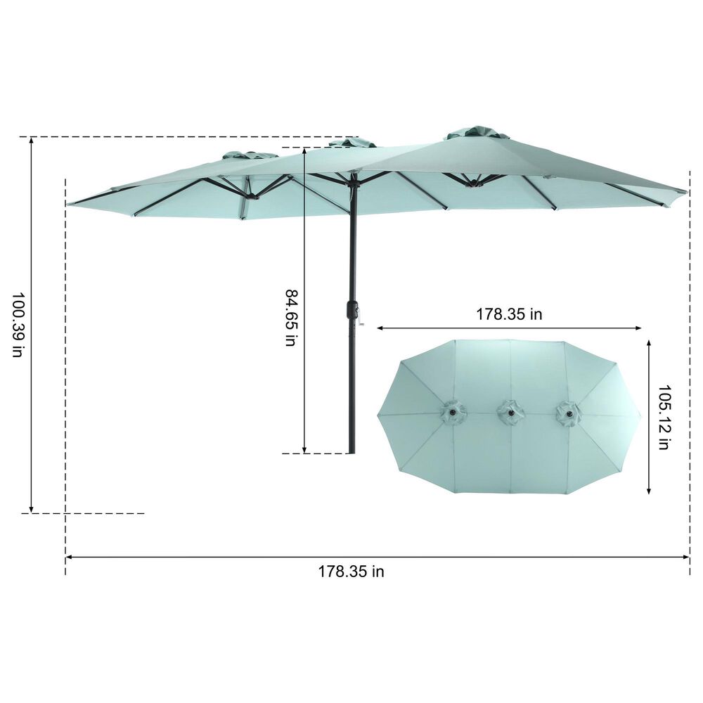 Hearth and Haven 14.8&#39; Double Sided Outdoor Umbrella without Base in Navy Blue, , large