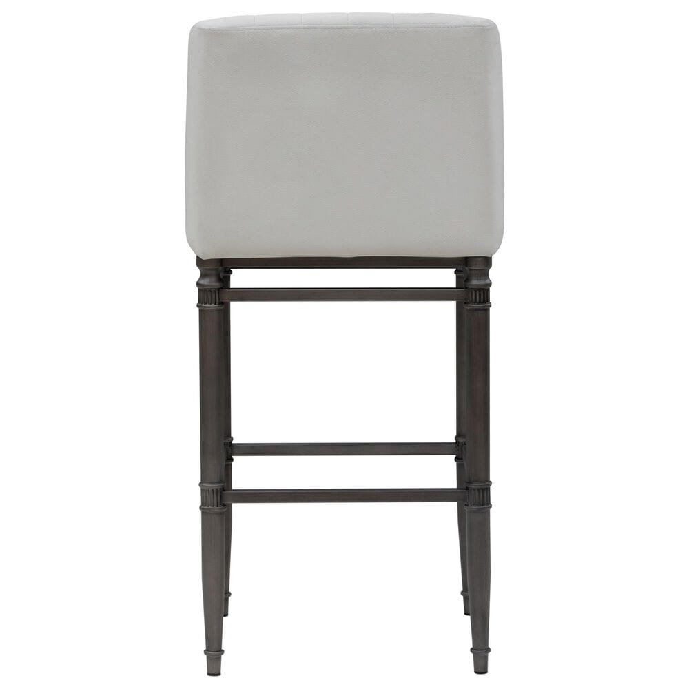 Armen Living Marvin Bar Height Stool with Ivory Upholstery in Antique Pewter, , large
