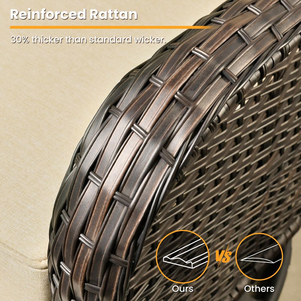 HOMLUX 3-Piece Patio Conversation Set with Swivel Chairs in Beige, , large