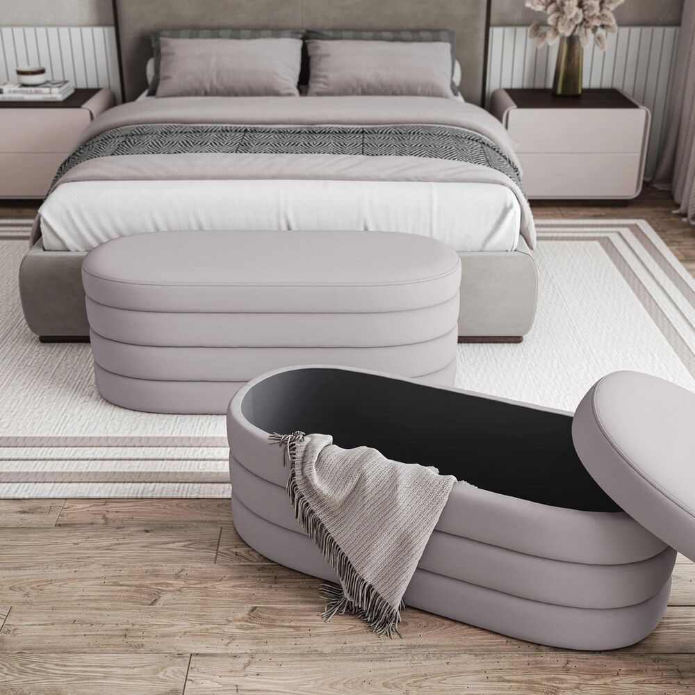 Rta Products Storage Ottoman Bench in Taupe, , large