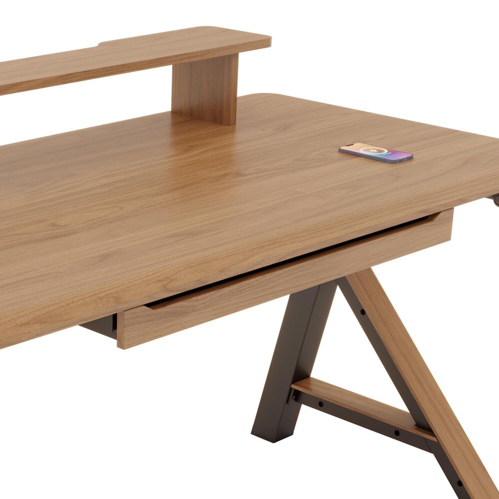 CalmRise 63" Power Standing Desk in Vintage Walnut, , large