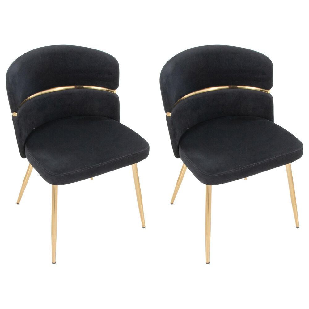 Lumisource Cinch Side Chair with Black Velvet Cushion in Gold &#40;Set of 2&#41;, , large