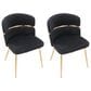 Lumisource Cinch Side Chair with Black Velvet Cushion in Gold (Set of 2), , large