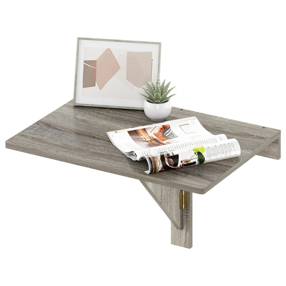 HOMLUX Wall Mounting Folding Table in French Oak Grey, , large