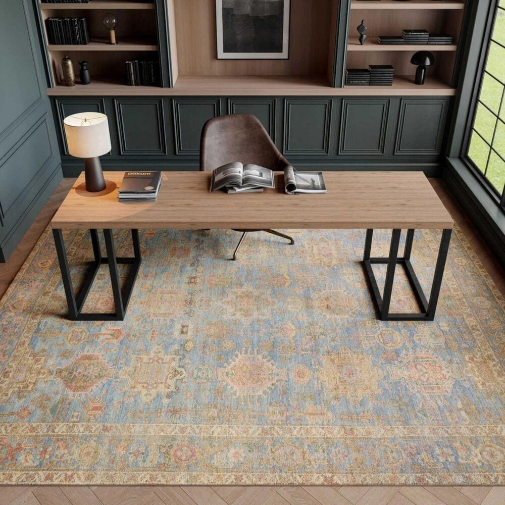 Nourison Vintage Washables Navy and Multicolor 7'10" x 9'10" Area Rug, , large