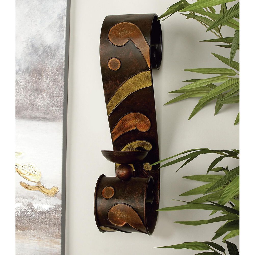 Maple and Jade Candle Holder Wall Sconce in Gold and Copper &#40;Set of 2&#41;, , large